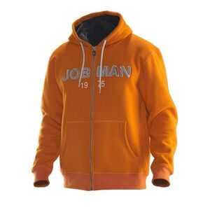 Jobman Mens Vintage Lined Full Zip Hoodie / Orange/Dark Grey